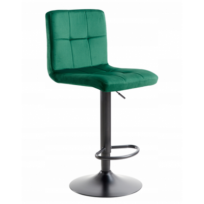 Барный стул со спинкой Bonro B-0106 велюр зеленый с черным основанием (42400406) borno42400406 фото