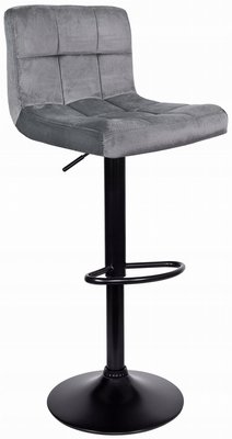 Барный стул со спинкой Bonro B-0106 велюр серый с черным основанием (42400305) borno42400305 фото
