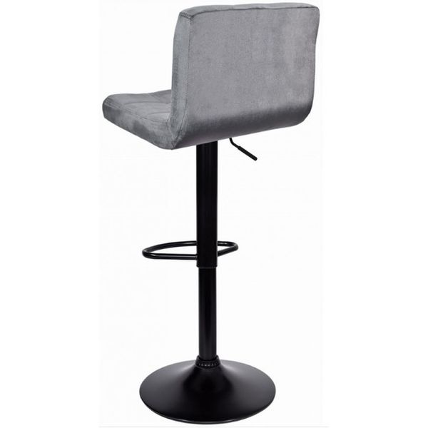 Барний стілець зі спинкою Bonro B-0106 велюр сірий з чорною основою (42400305) borno42400305 фото