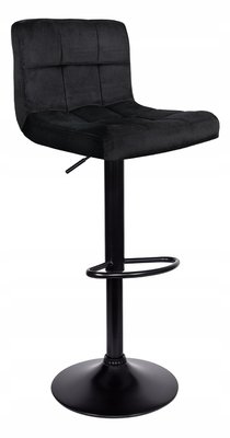 Барный стул со спинкой Bonro B-0106 велюр черный с черным основанием (42400306) borno42400306 фото