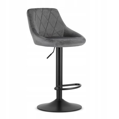 Барный стул со спинкой Bonro B-074 велюр серое с черным основанием (42400302) borno42400302 фото
