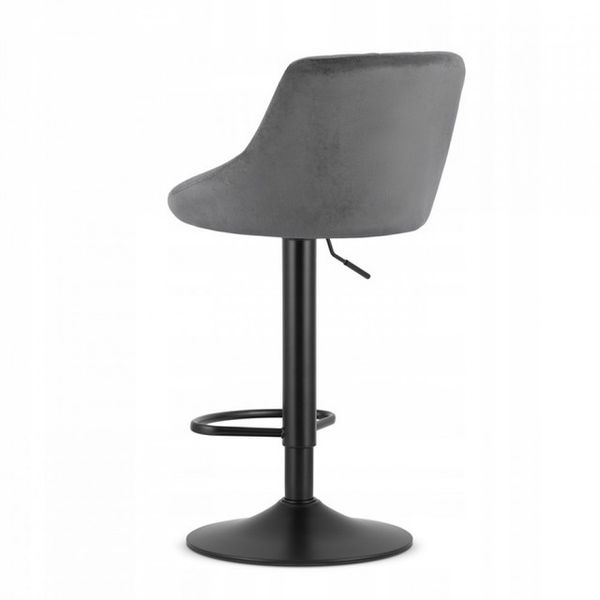 Барний стілець зі спинкою Bonro B-074 велюр сіре з чорною основою (42400302) borno42400302 фото