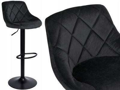 Барный стул со спинкой Bonro B-074 велюр черный с черным основанием (42400303) borno42400303 фото
