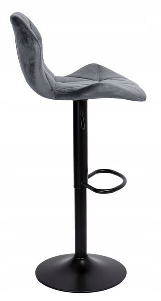 Барний стілець зі спинкою Bonro B-087 велюр сіре з чорною основою (42400304) borno42400304 фото