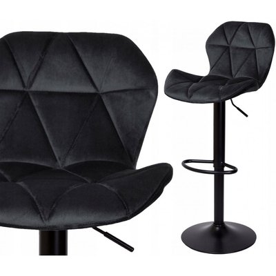 Барный стул со спинкой Bonro B-087 черный велюр с черным основанием (42400408) borno42400408 фото