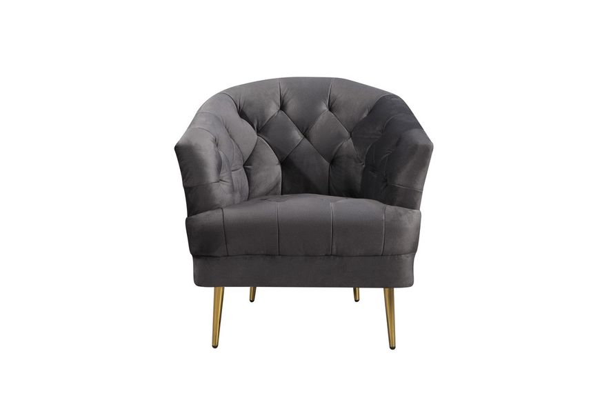 Кресло "Лучия" серый + золото Vetro-Lucia-grey-velvet-armchair фото