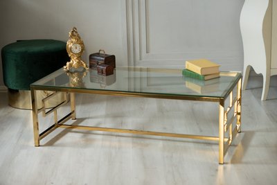 Журнальний стіл CL-1 прозорий + золото Vetro-CL-1-clear/ gold фото