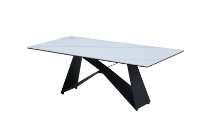 Журнальний стіл "Бруно" білий мармур + чорний Vetro-Bruno-white-marble-coffee-table фото