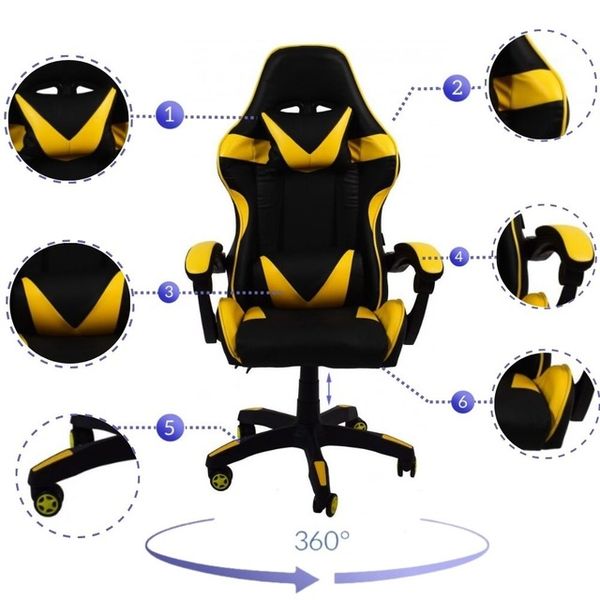 Крісло геймерське Bonro B-810 жовте (42300052) borno42300052 фото